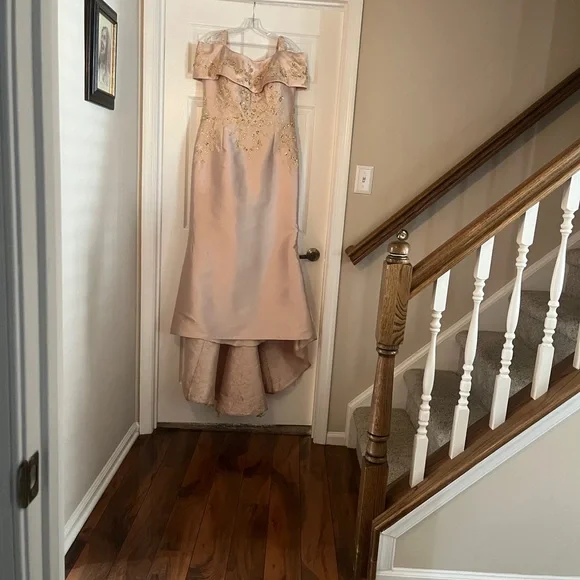 Elegant Gold Embellished Maxi Dress